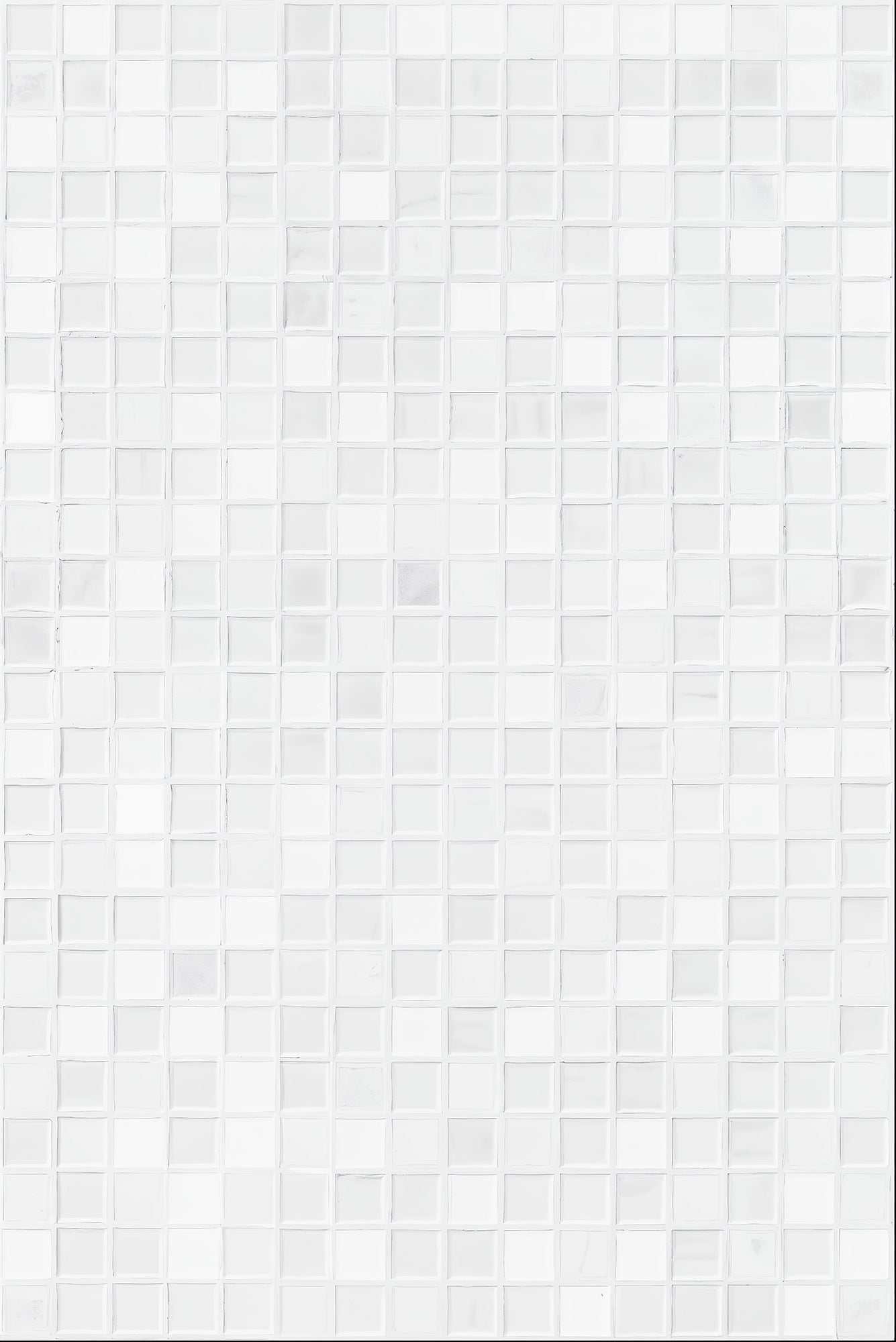 Subtle white tile with elegant marble veining and grid pattern for photography backdrop.