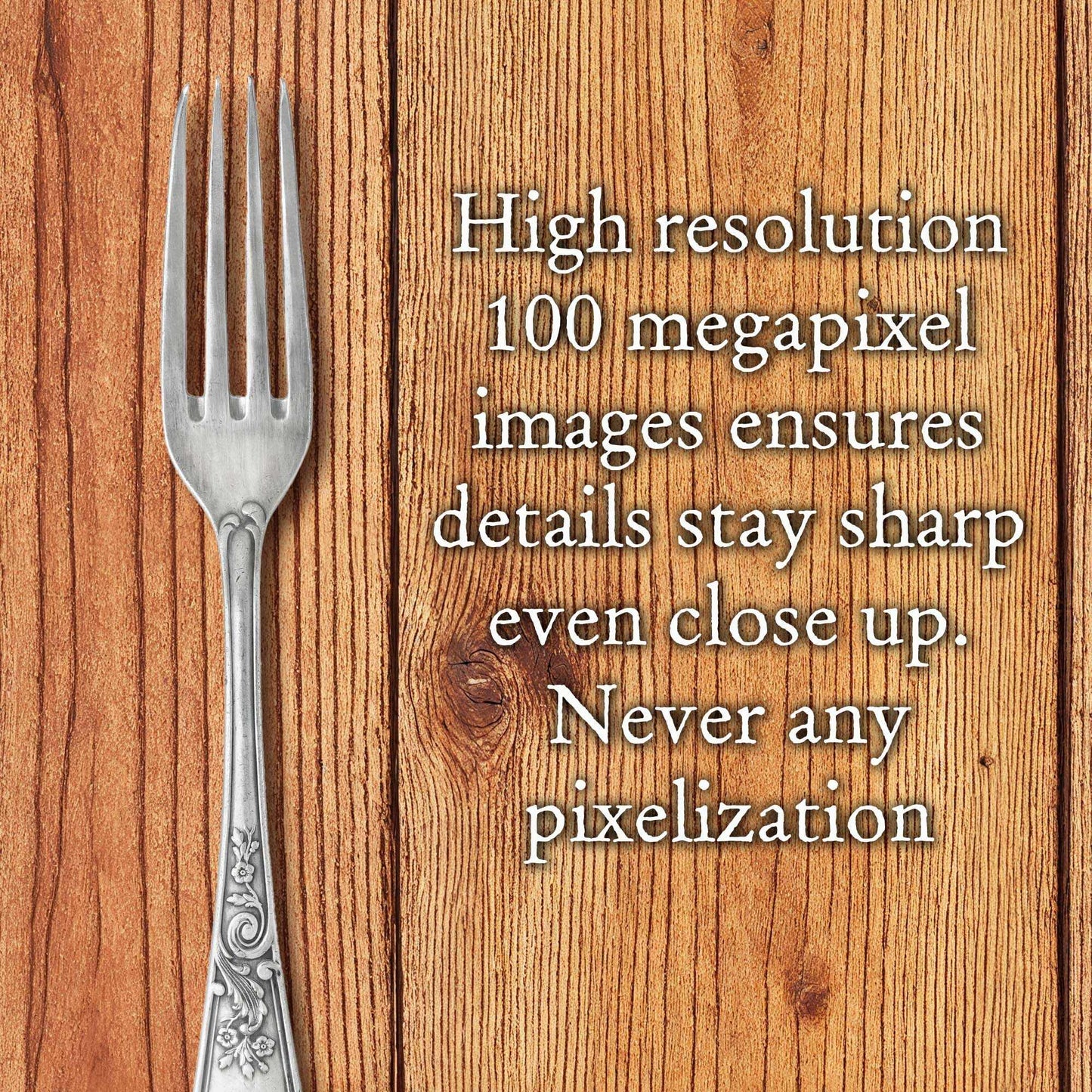 Heart Pine Planks backdrop with distressed pine wood texture and fork for photography, highlighting rustic and vintage appeal.