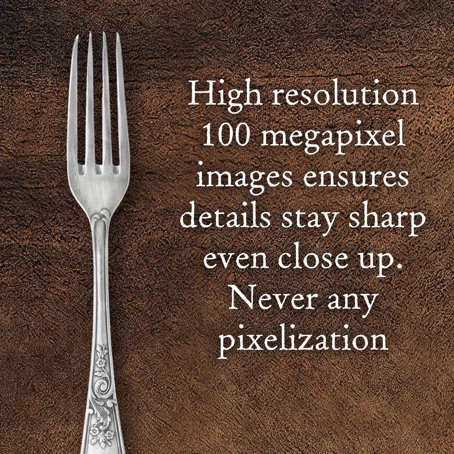 Caffè Mocha backdrop with high resolution details and silver fork.