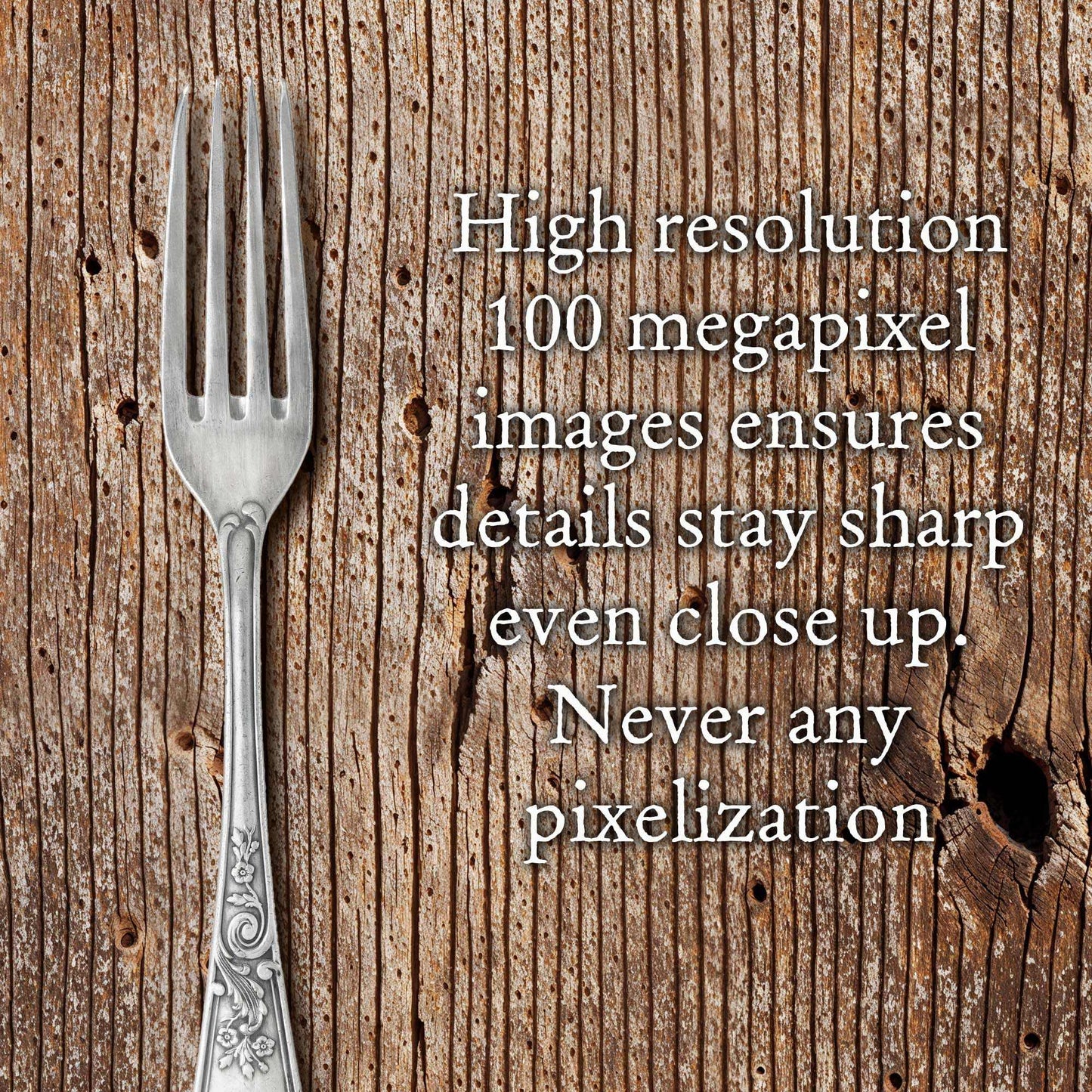 Vintage timber backdrop with weathered wood texture and deep grains, high-resolution image displaying a fork placed on the rustic surface.