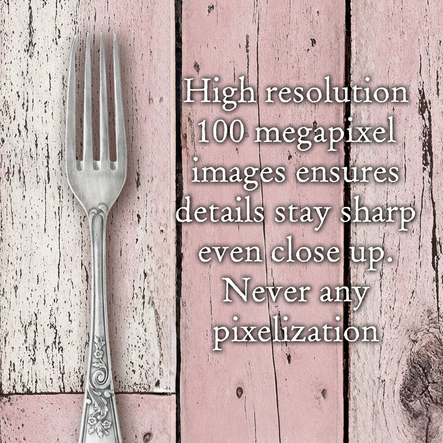 Pink and white wooden planks backdrop with vintage fork, perfect for nostalgic photography.